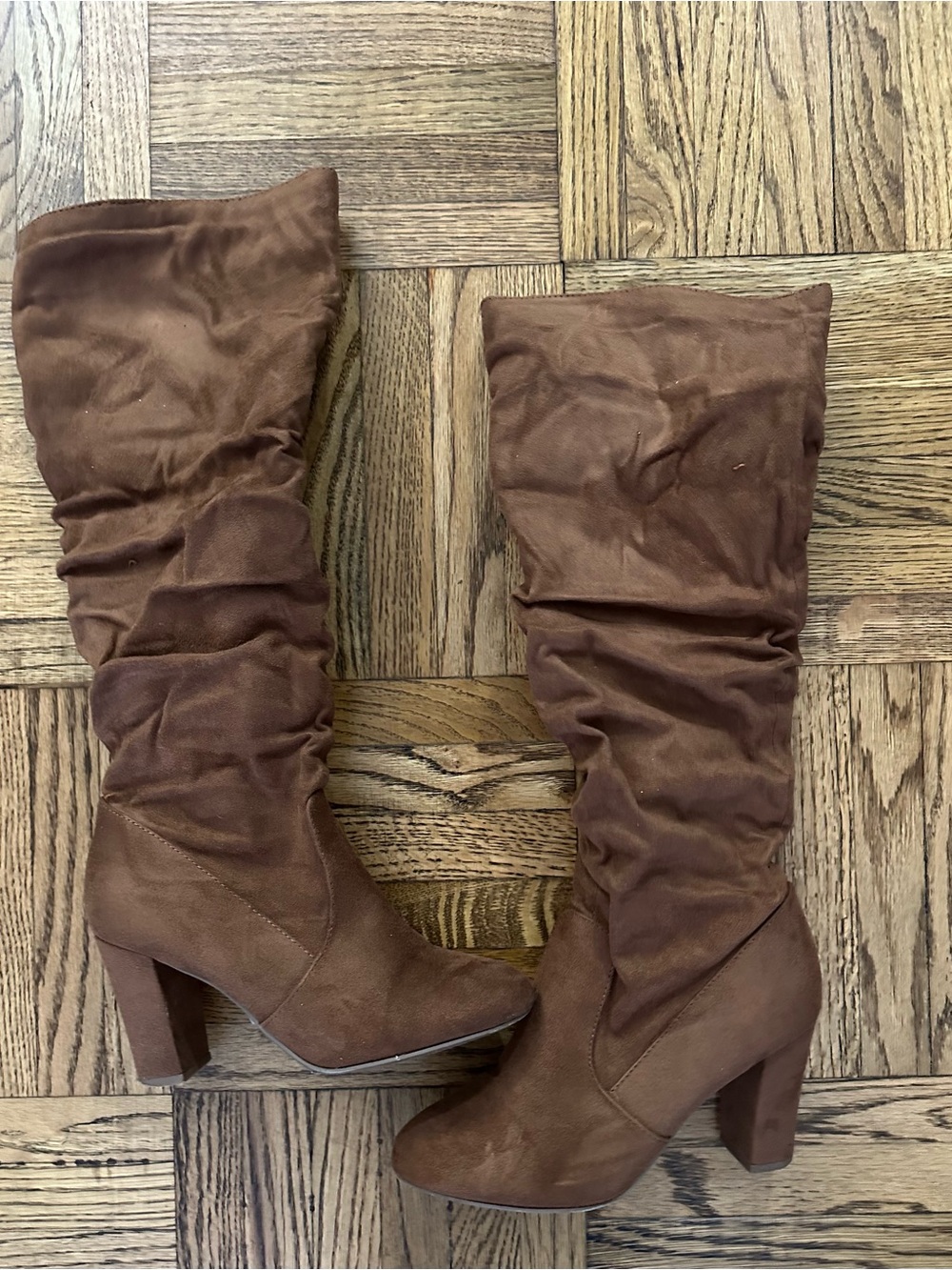 Miss Lola Slouchy Suede Brown Boots - women’s 7